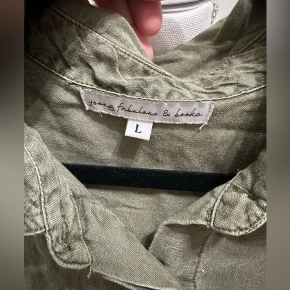 Young Fabulous & Broke River Raw Edge Cadet Green Romper sz L - Picture 13 of 16